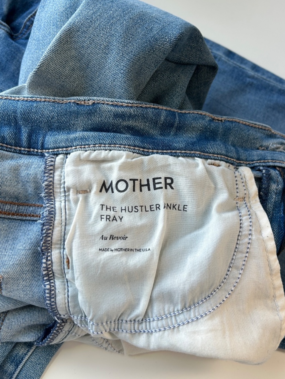 Mother jeans size 30 The Hustler Ankle Fray blue Au Revoir light wash - Picture 11 of 15
